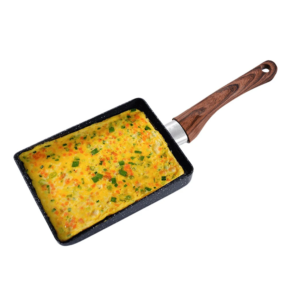 Kitchen Omelette Pan Non-stick Heat Insulation Aluminum Alloy Egg Pan Frying Pan With Wooden Handle Tool Cookware