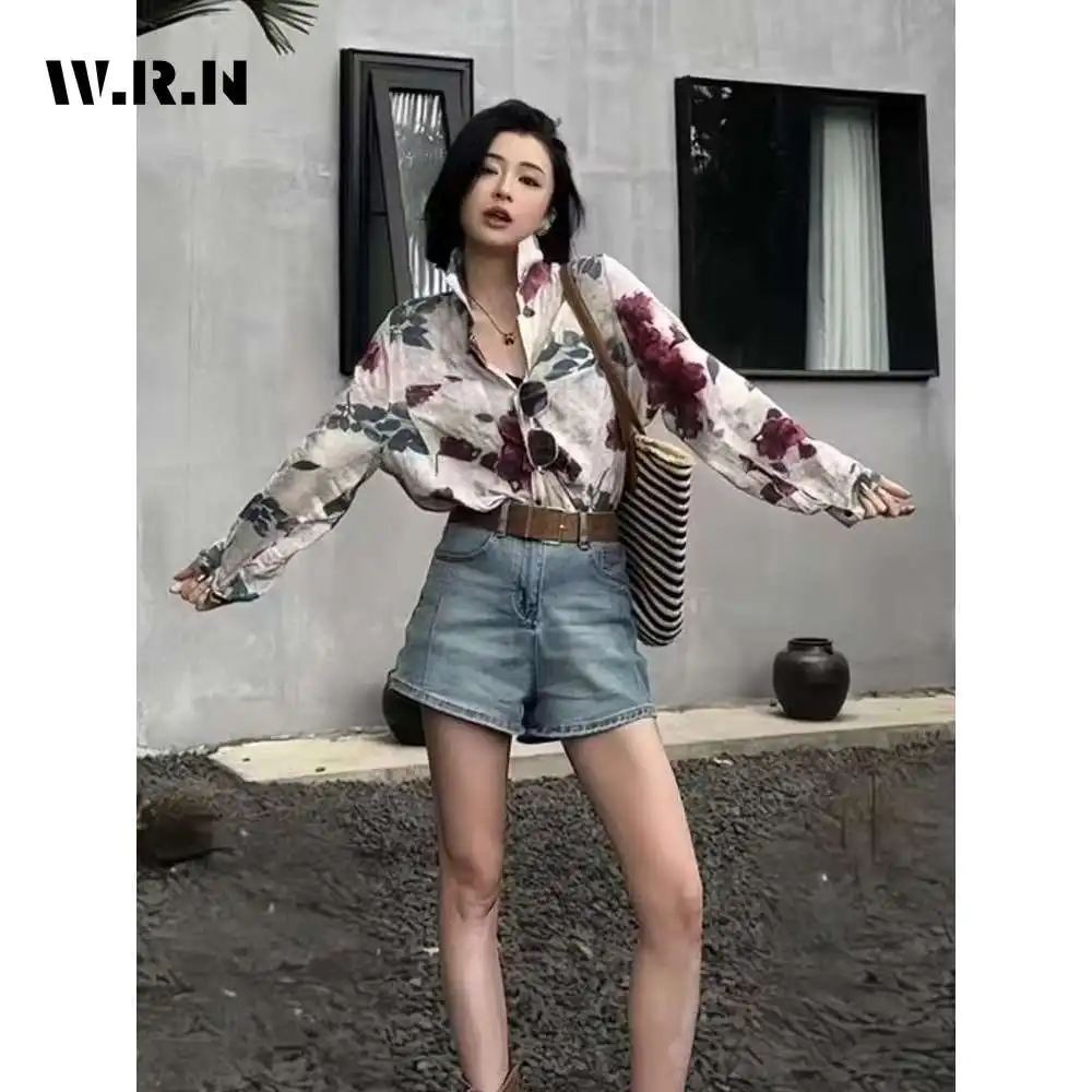 

Blouse Fashion T Shirt Woman Casual Tees Streetwear Rose Print Tshirt Autumn Shirts for Women Clothes Vintage T-Shirts Y2k Top