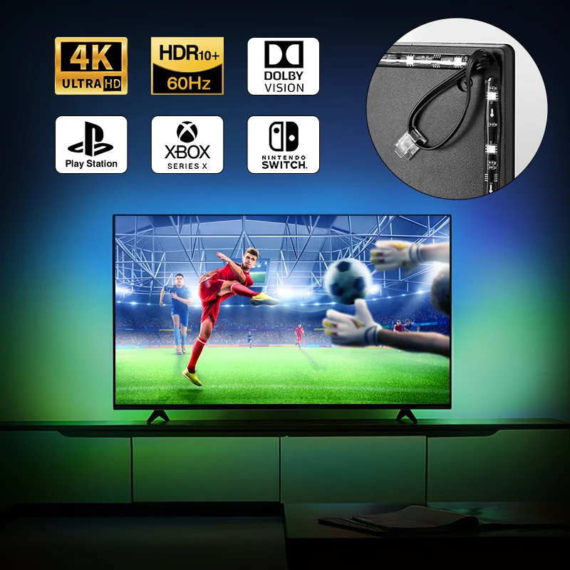 Backlight LED TV Efficient Syncs With TV Picture Music And Video For HDMI2.0 Sync Box RGB IC tv led sync lights Plug And Play