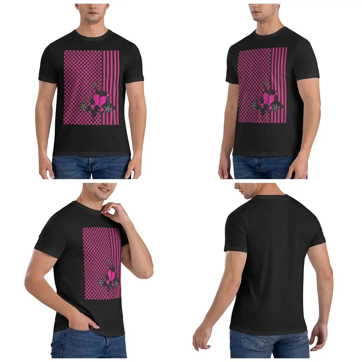 100% Cotton Punky Pink Emo T-Shirt Men's Fashion Oversized T Shirt Men O-Neck Summer Shirts Tops S-6XL