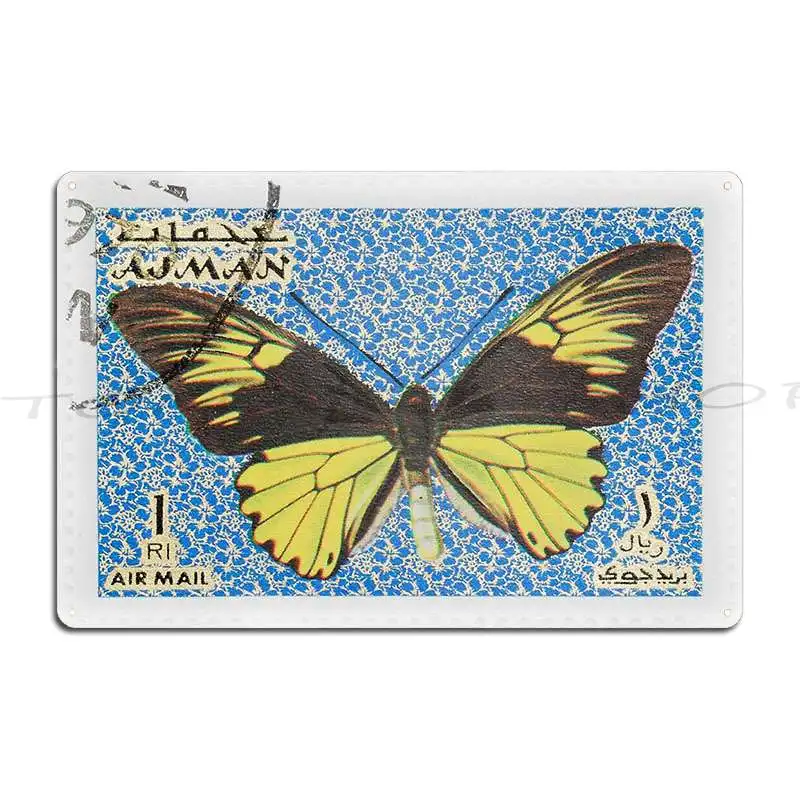 Ajman Postage Stamp Metal Sign Cinema Bar Wall Decor Designs Tin Sign Poster