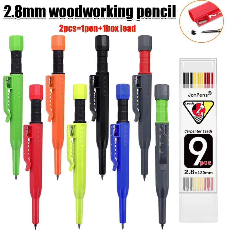 

Carpenter Pencil Set Woodworking Mechanical 3 Colors Carpenter Leads Construction Marking Scriber Lead Built-in Sharpener