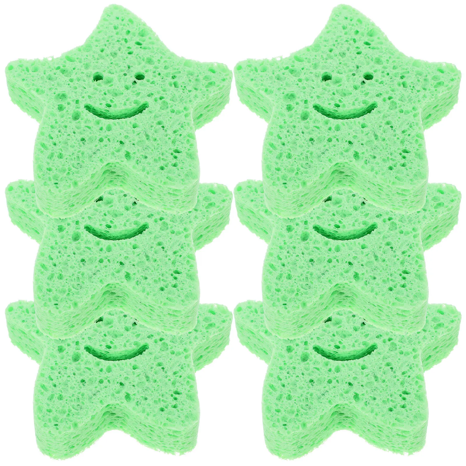 

6pcs Cleaning Sponge Star Shaped Body Scrubber Supple Baby Sponge Wear-Resistant Bathing Supply For Kids Portable Shower Use