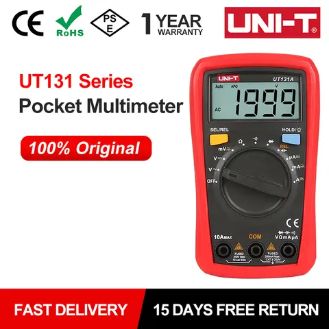 UNI-T Pocket Multimeter UT131 Series Digital Ammeter Voltmeter Resistance Tester Multi Meter Diode Test