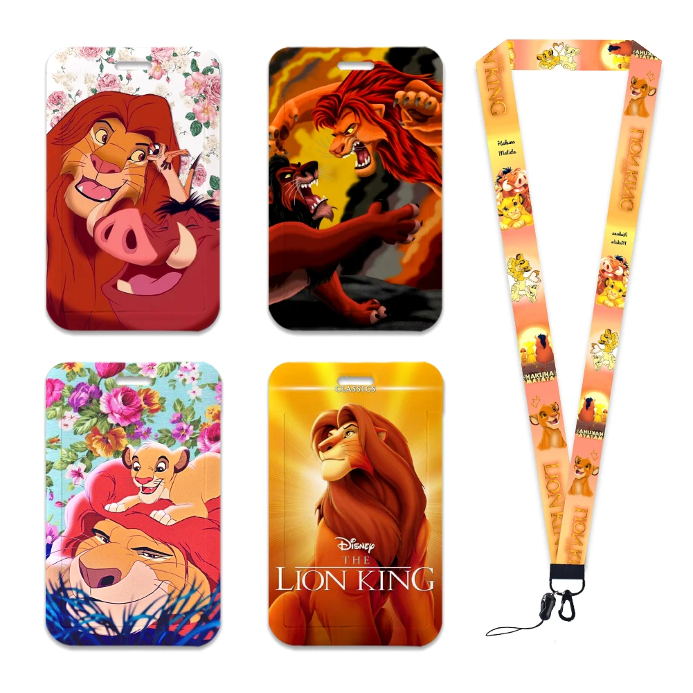 New Arrival Disney The Lion King Business Badge Holder Plastic Hard ID PVC Card Holder With Landyards Small Gift