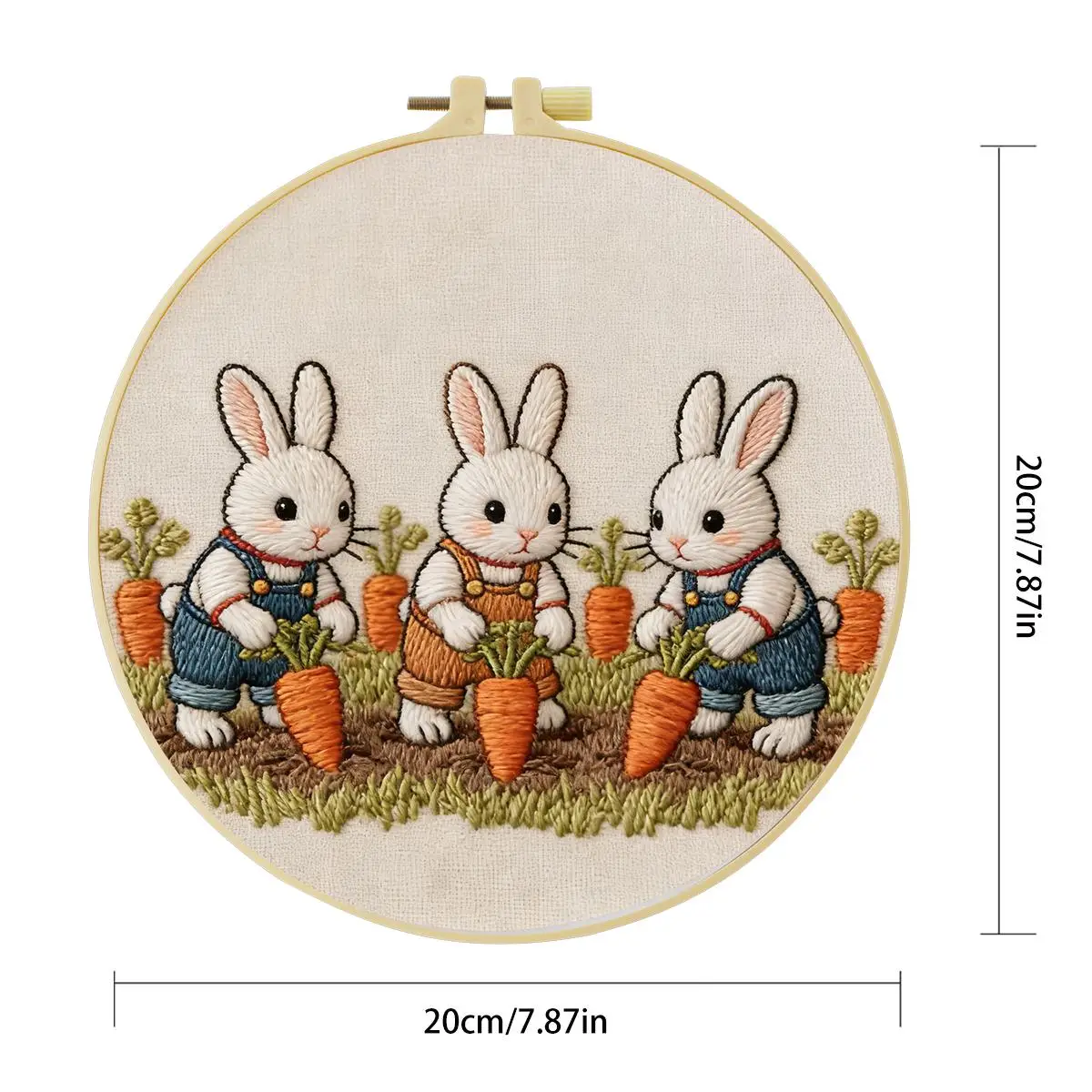 1 Stück 20X20CM/15X15CM 7,87/6,3 Zoll Tier - Hase Stickerei Starter-Kit DIY-Kit DIY-Stickerei-Set Handarbeiten Heimdekoration – Detail 3