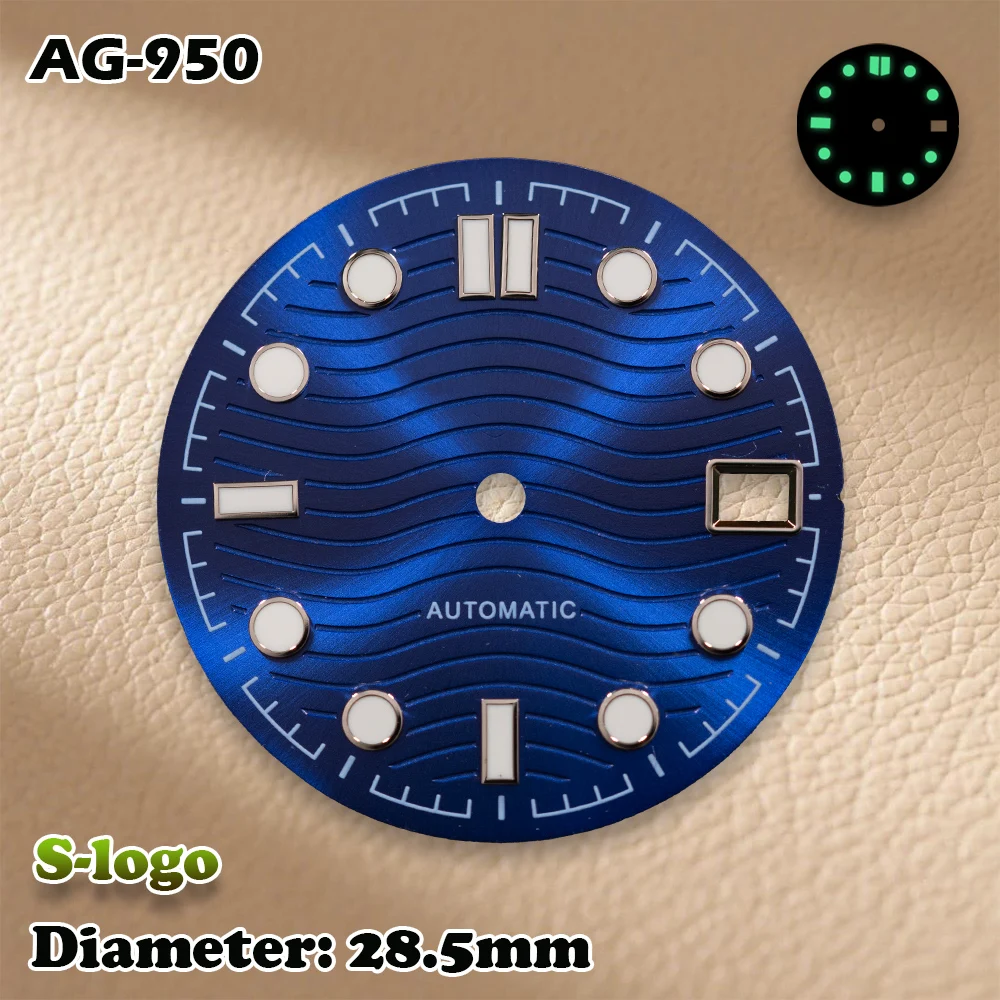 NEW NH35 Movement with 28.5mm S Logo Sea Wave Master 300 Dial & Green Luminous | Complete Watch Modification Accessories