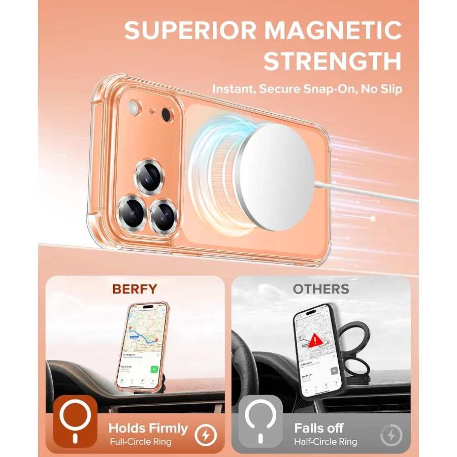 حافظة حماية شفافة مضادة للصدمات لهاتف iPhone 17 Pro Max 6.9 مع تصميم MagSafe المضاد للاصفرار