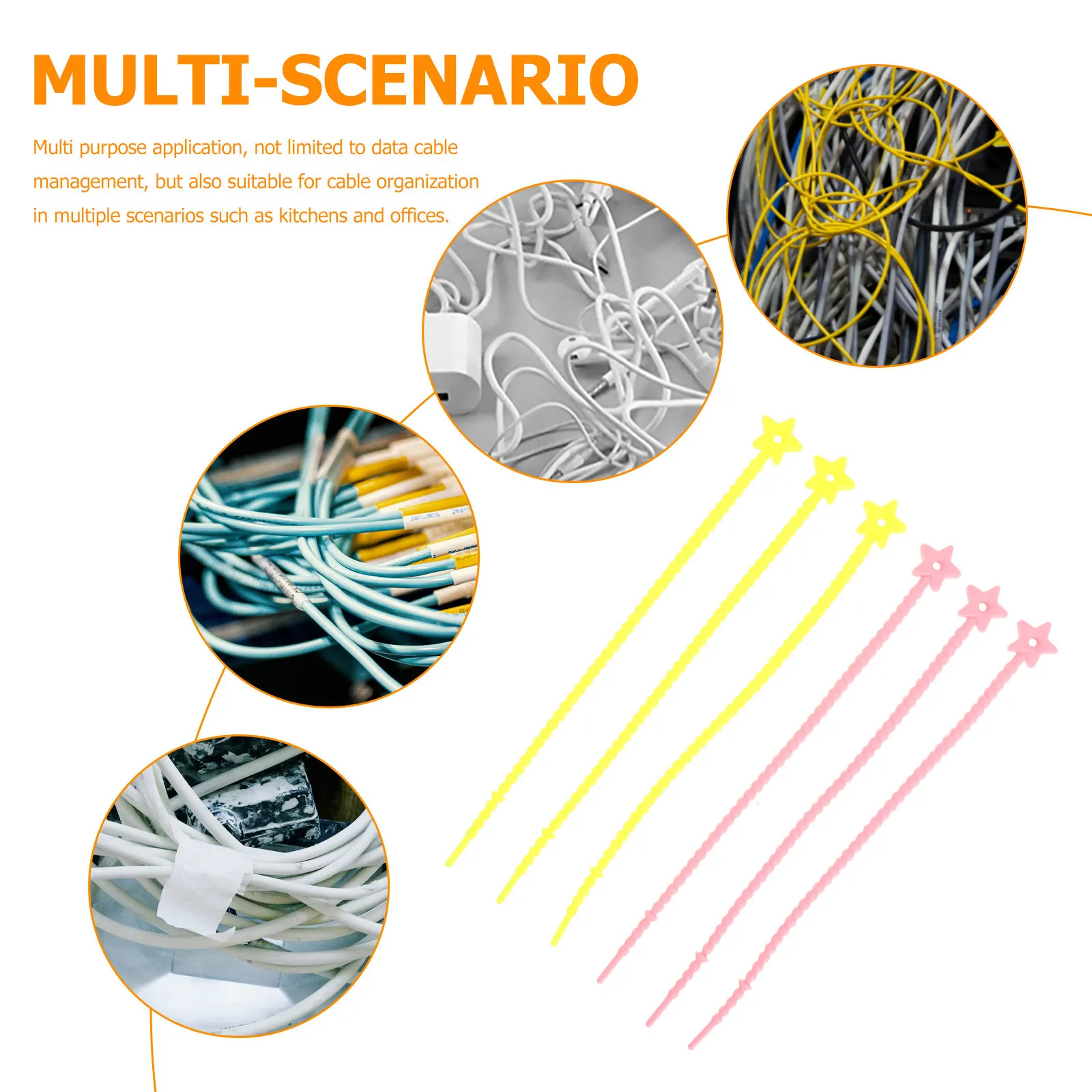 40Pcs Silicone Cable Ties Reusable Cord Organizer Bands Flexible Cable Strap for Electronics Phone Charging Cord Management