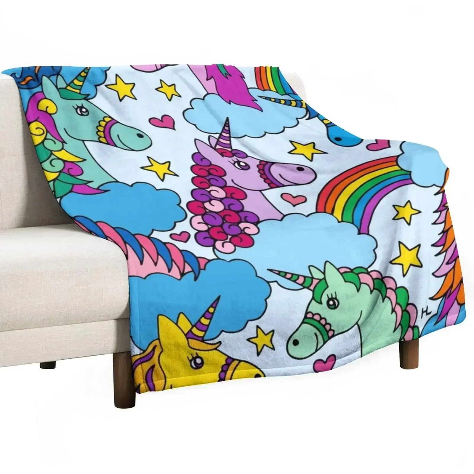 

Unicorns and Rainbows || Magical Unicorn || Kids Throw Blanket Durable Warm Blanket for Daily Home Use