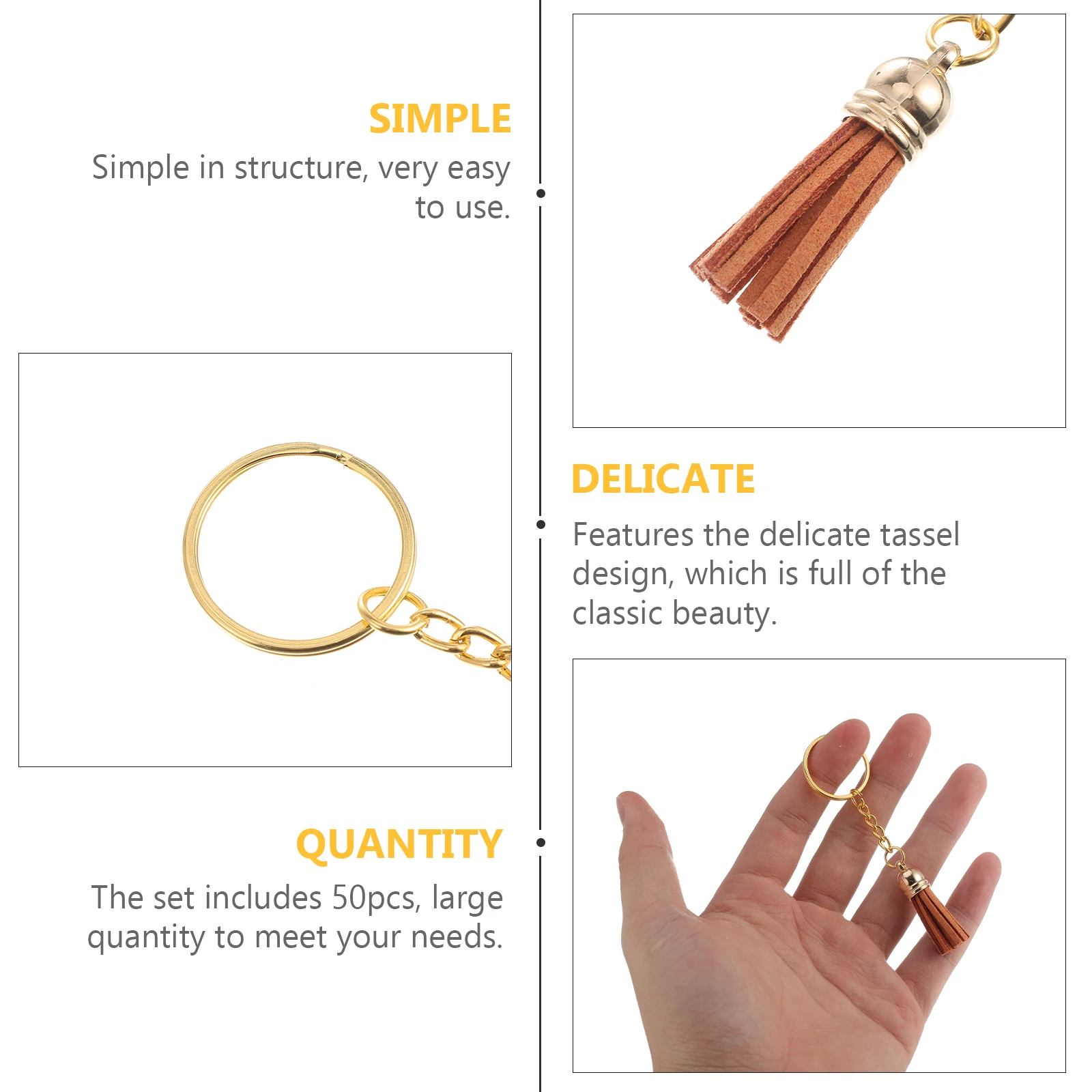 

50 Pcs Tassel Key Ring Keychain with Tassels Decoration Pendants Charm Diy Keychains Accessories Miss