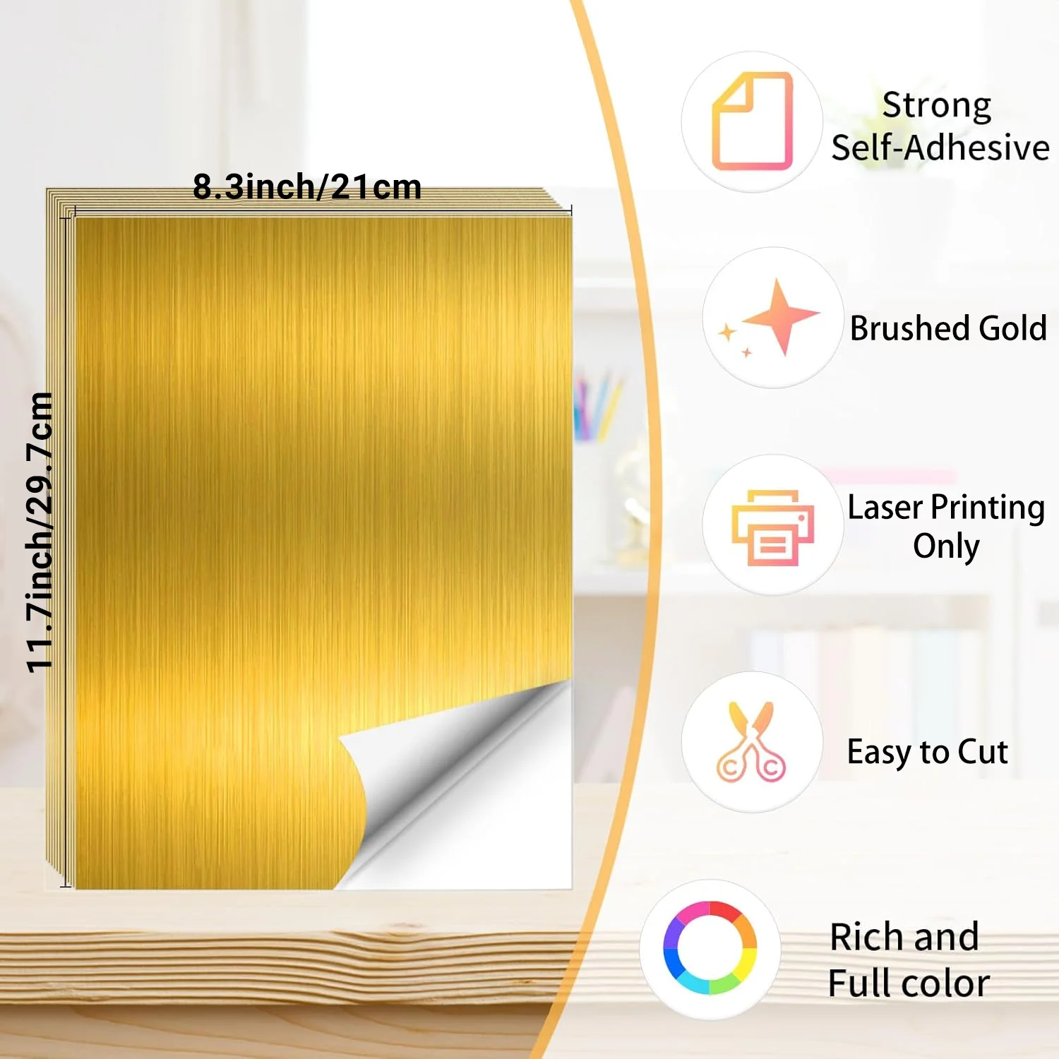 20 ورقة من ورق الفينيل الذهبي المصقول مقاس A4 قابل للطباعة بالليزر فقط ورق ملصقات ذهبي ثلاثي الأبعاد مقاوم للماء #2