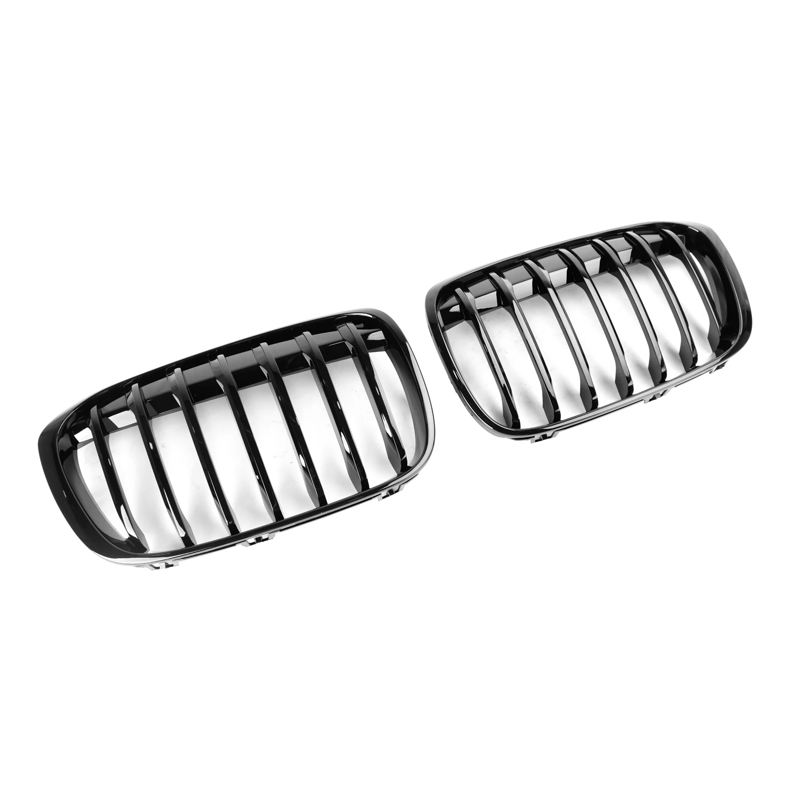 Artudatech 2 pezzi griglia per rene anteriore nera lucida adatta per BMW X1 F48 F49 2016-2018
