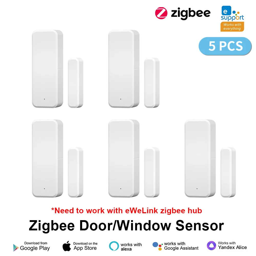 ZigBee Door Window Sensor eWeLink APP Smart Home Security Protection Door Open Closed Detector for Alexa Google Yandex Alice