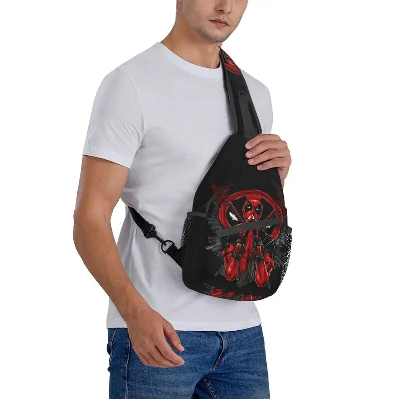 Customized Deadpool Sling Bags Men Cool Shoulder Crossbody Chest Backpack Cycling Camping Daypack