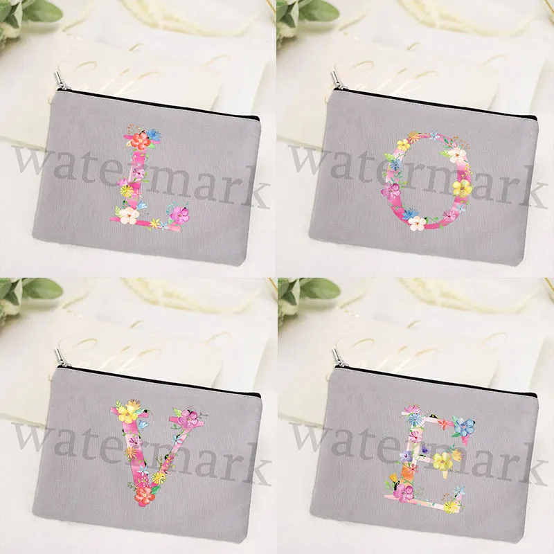 Letter MakeUp Bag Cosmetic Bag Toiletries Organizer Wash Storage Pouch Wedding Party Bride Teacher Gifts Makeup Case Organizer