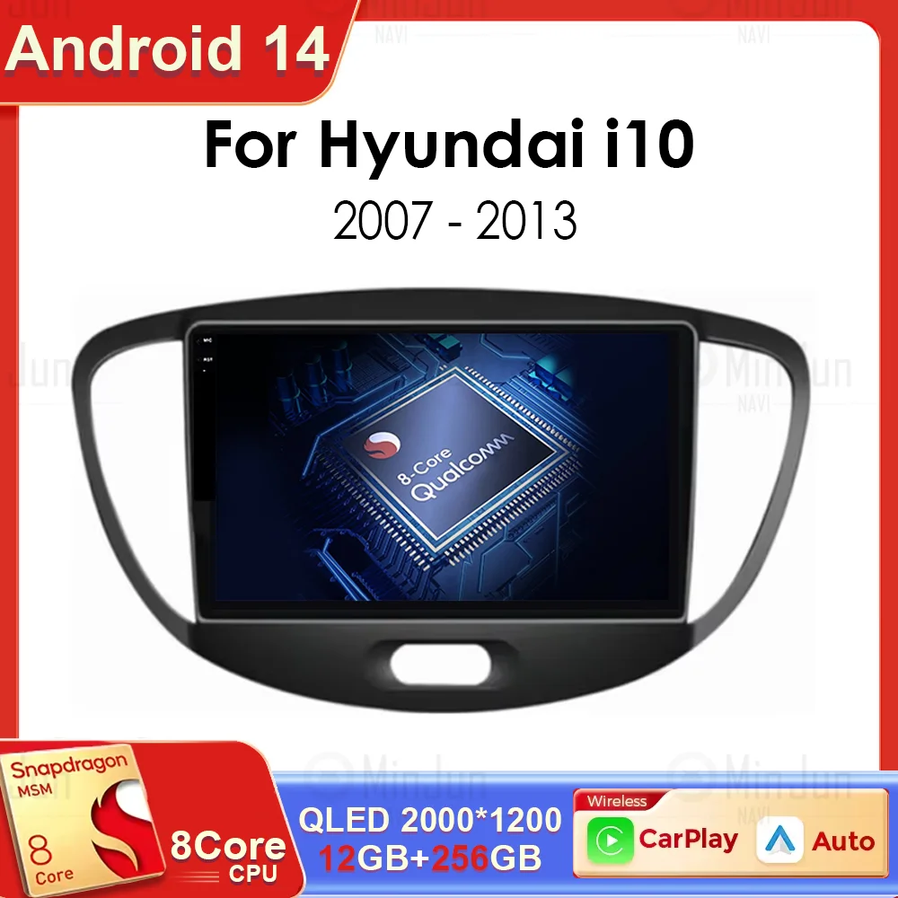 

Android 14 CarPlay Auto Qualcomm Car Radio For Hyundai i10 2007 2008 2009 2010 2011 2012 2013 GPS Multimedia Playerstereo
