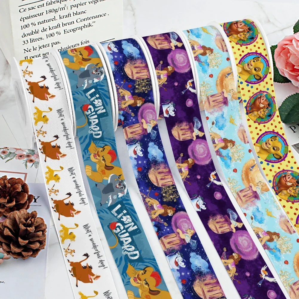 Disney Lion King Cartoon Design Printing Grosgrain Ribbon For DIY Hair 5 Yards