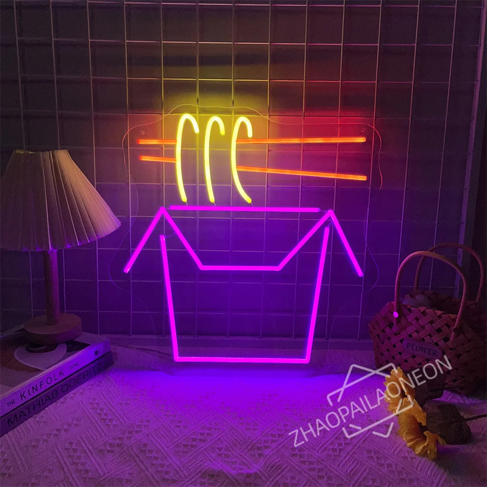 Noodles Neon Sign For Wall Decor Art Room Decoration For Kitchen Restaurant Business Shop LED Lights Noodle Bowl Light Up Signs