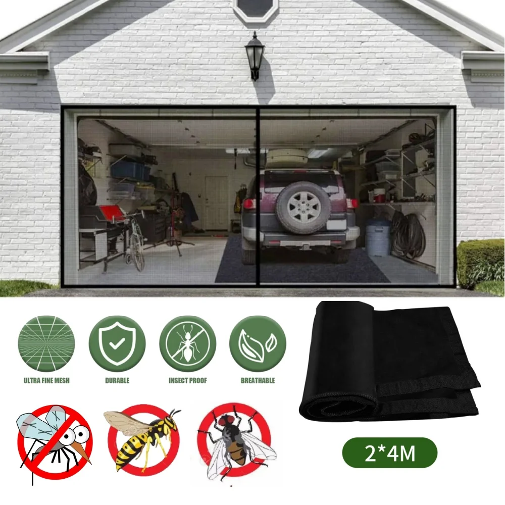 

400x200cm Garage Insect Net Seamless Insect Bird Barrier Net Balcony Door Retractable Garage Door Screen Easy Installation