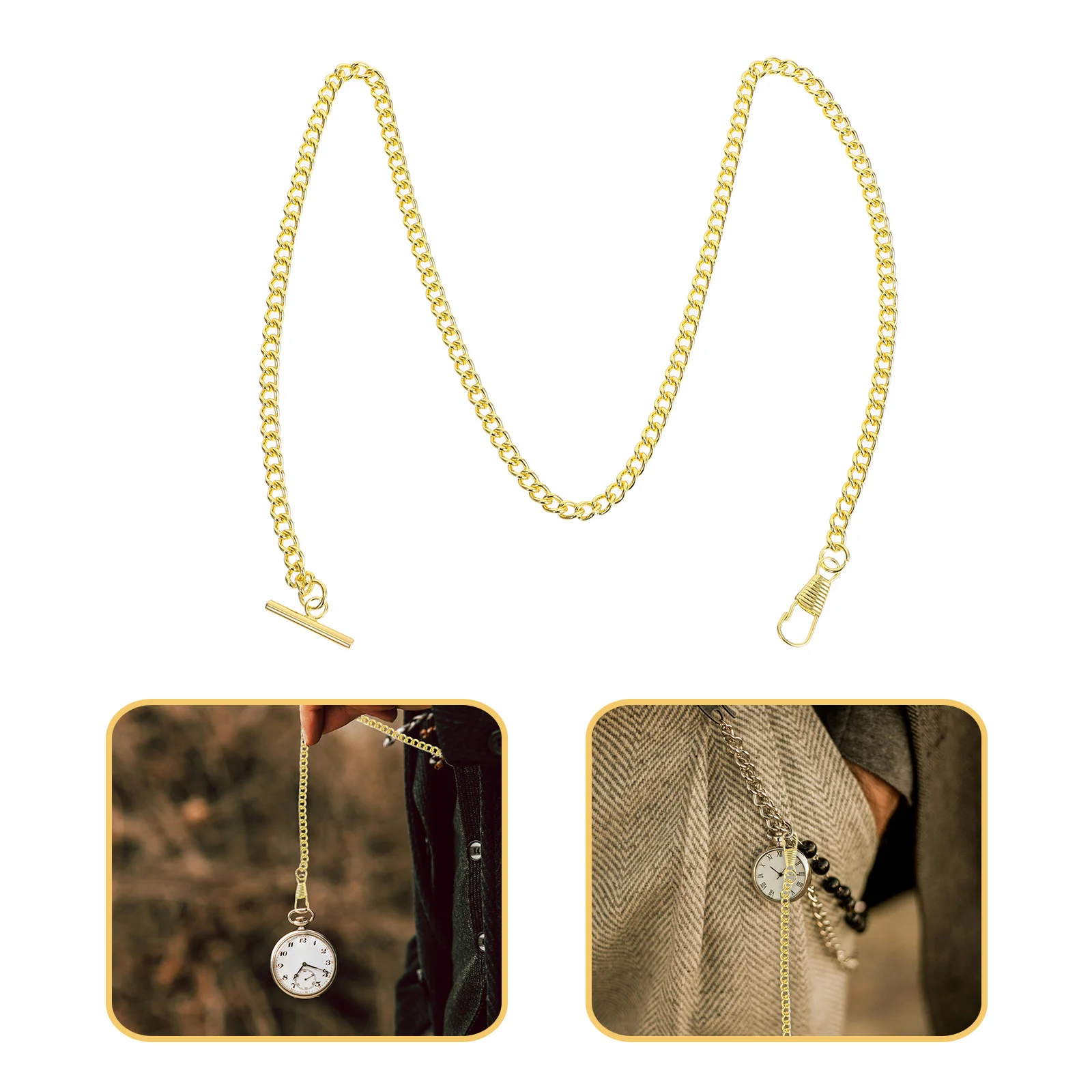 

65Cm Metal Pocket Vintage T-Bar Buckle For Men Women Keychain Belt Clip Jeans Decoration Gift Pocket Watch Chain Metal Watch