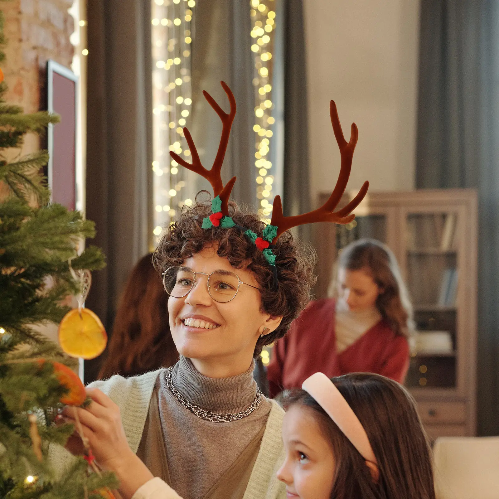 Large Festive Reindeer Antlers - Reindeer Antlers Headband 评论和价格