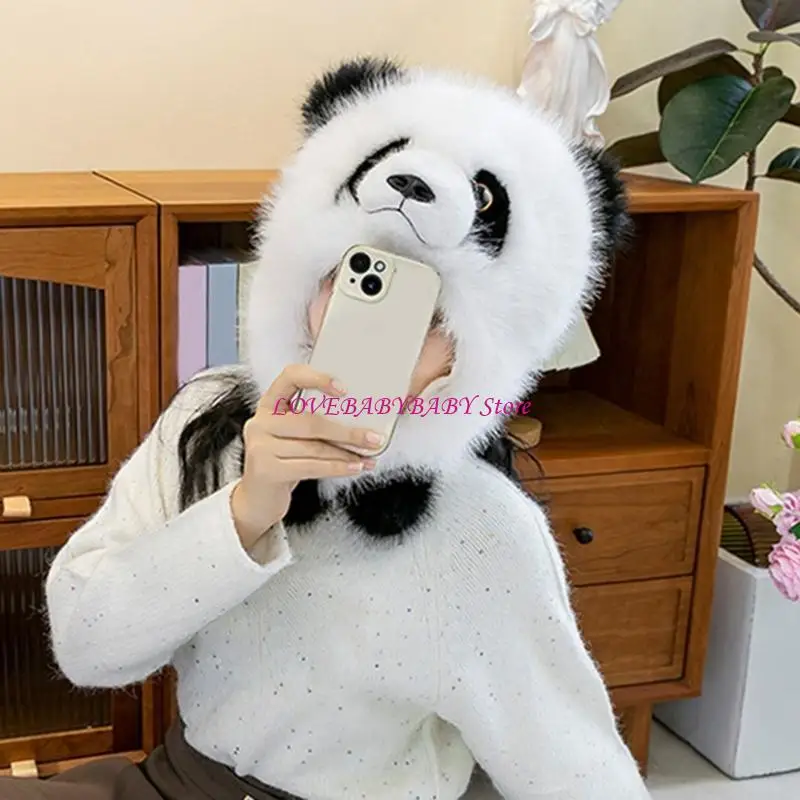 Plush Panda Hat Cartoon Cartoon Caps Caps Cold Resistant Roattan