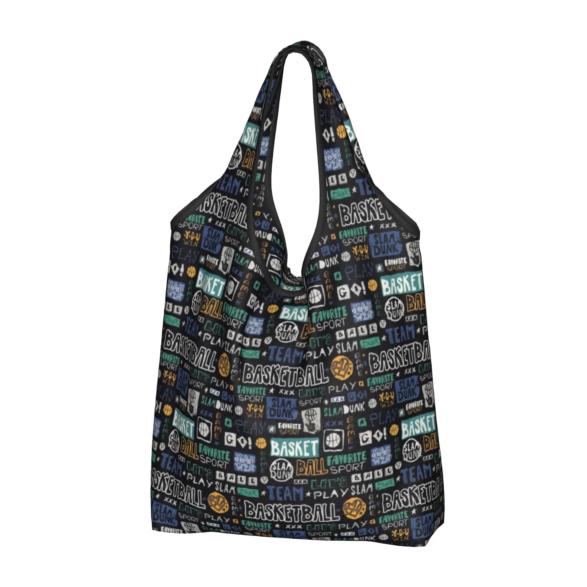 Funny Basketball Dots Round  Shopping Tote Bag Portable Physical culture Groceries Shopper Shoulder Bag