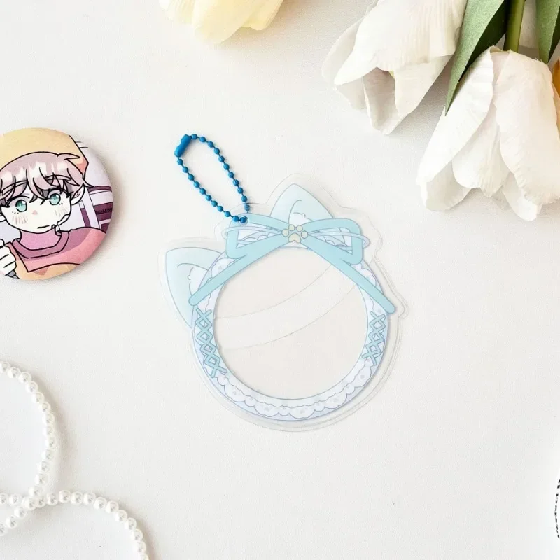 Tempat Kartu Badge PVC Motif Telinga Kucing Lucu untuk Badge Pin 58mm, Anime Game Baji Cover, Tas Ransel, Gantungan Kunci