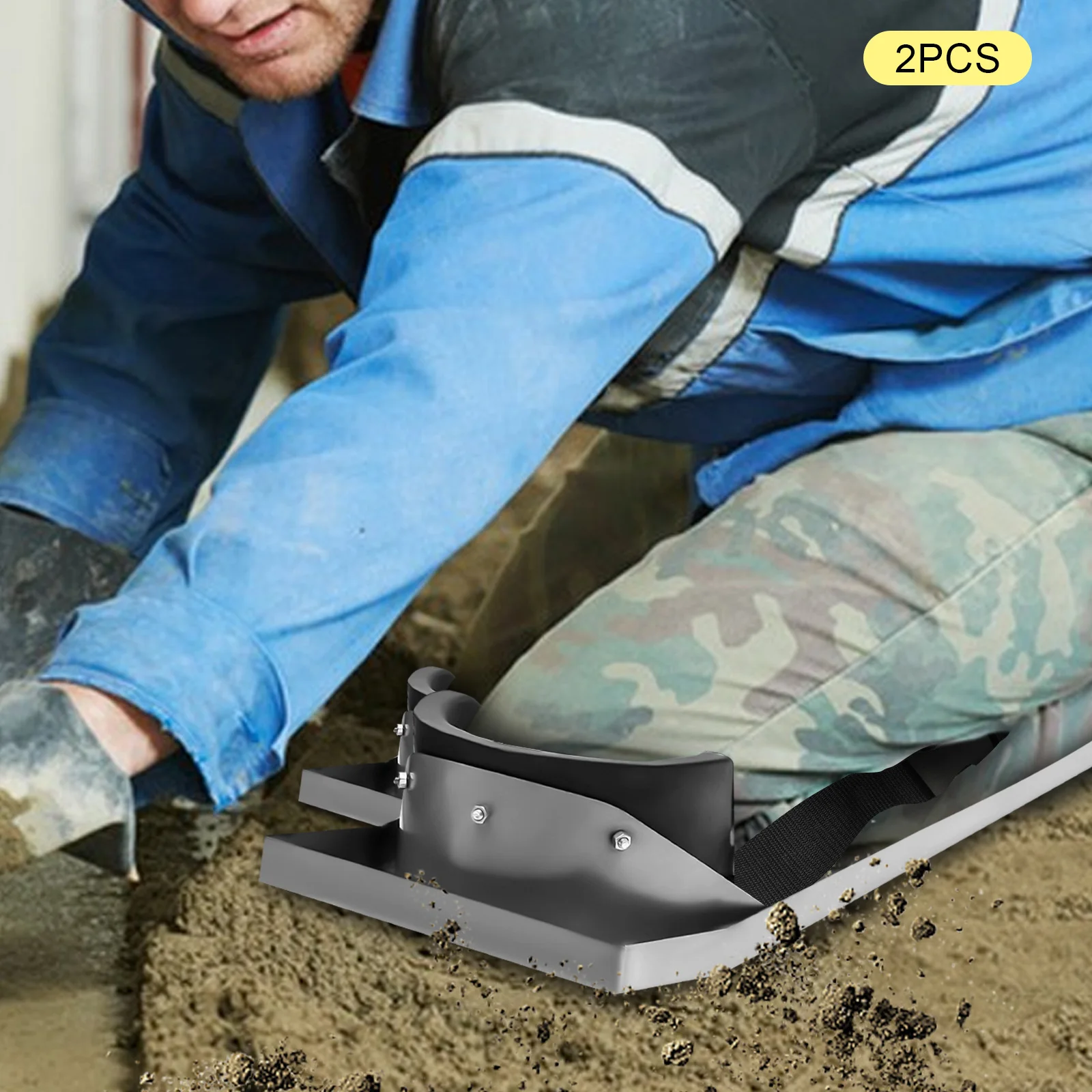 

[Наколенники для бетона] Пара наколенников размером 28 x 8 дюймов — для отделки бетона — с наколенниками и ремнями