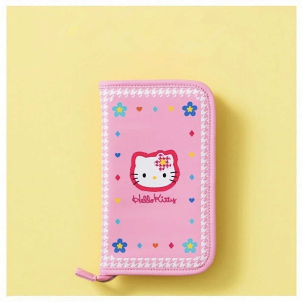 MINISO Sanrio Hello Kitty Notebook Papelería Cosmética Artículos de tocador Maquillaje Pincéis Bolsa Estuche para lápices Adhesivo Grid Packs Rosa Lindo