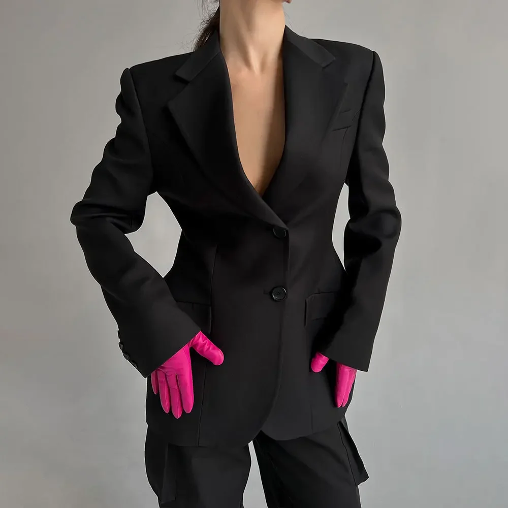 2024V Collar and Waist Cinching Suit for Women with A High-end and Slim Fit