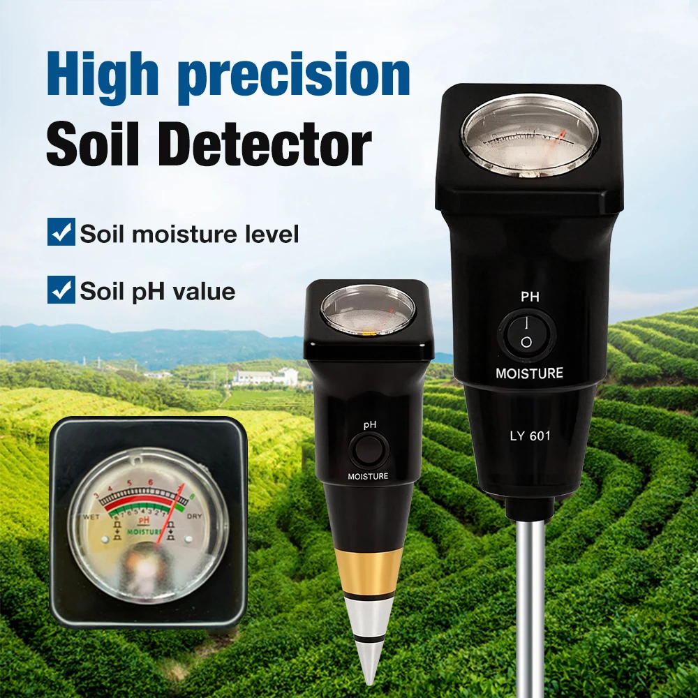 

Professional Soil Tester Metal Probe Moisture PH Meter Waterproof 2 in 1 Moisture Acidity Soil Detector for Garden Greenhouse