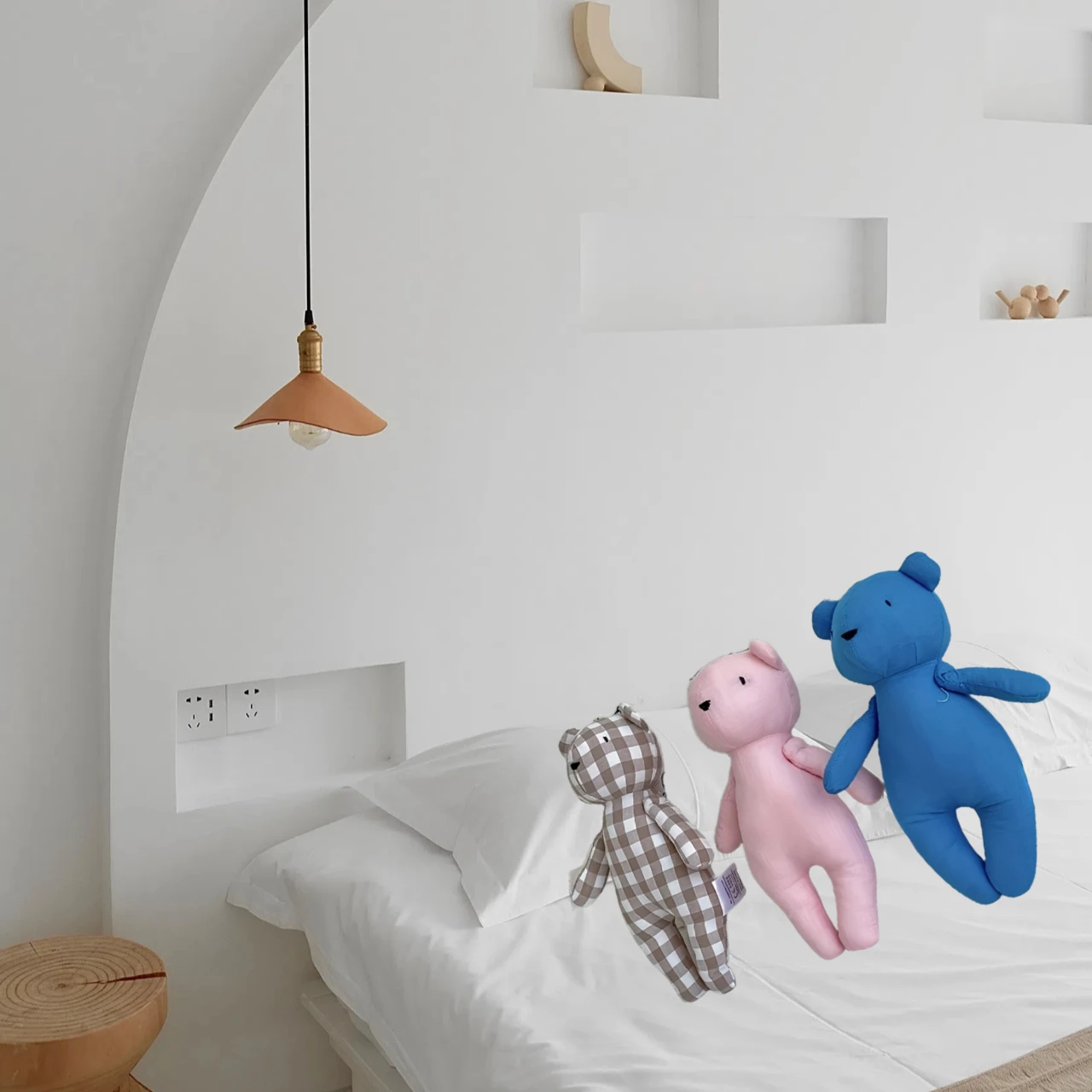 なだめる人形生地のおもちゃベビールームの装飾写真撮影の小道具市松テディベア子供イン北欧スタイル