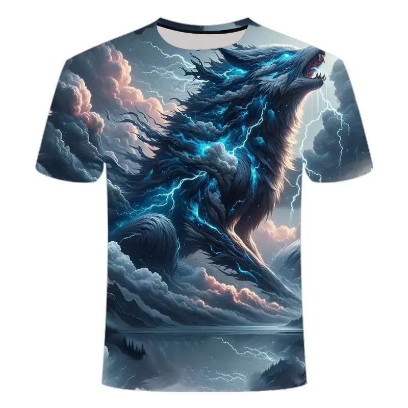 Summer New Animal Wolf Men's 3D T-shirt Fashionable Versatile Handsome Cool Short Sleeve Kids Tshirt Men's Shirts Woman t-shirts