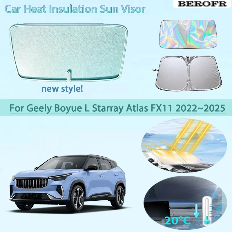 Car Front Windshield Sunshade Heat Insulation Sun Visor Summer Auto Accessories For Geely Boyue L Starray Atlas FX11 2022~2025