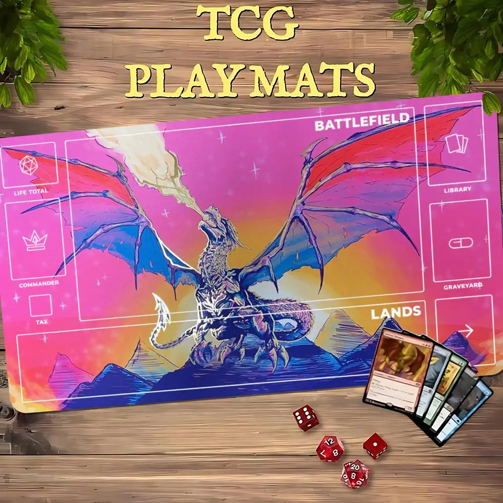 Moon Night Black Dragon Magic Card Battle Mat TCG Playmat Anti-Slip Base Gathering Gaming Mat Board Game Mat for TCG
