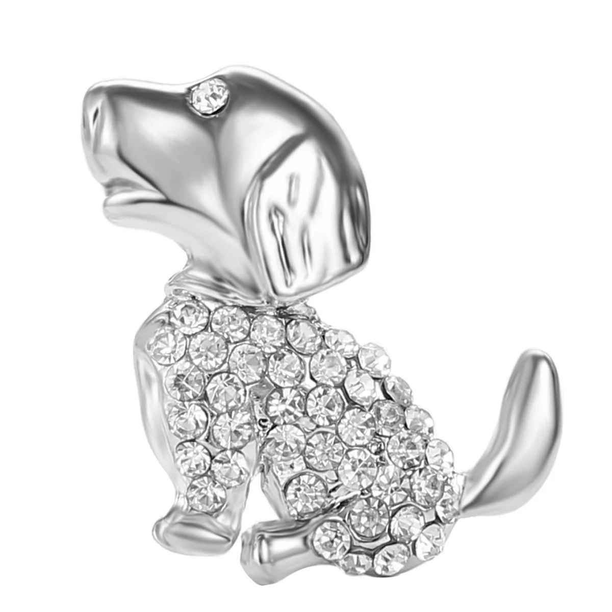 Mode Cartoon Haustier Hund Broschen Für Frauen Männer Lustige Kreative Strass Silber Farbe Tier Hund Revers Pins Hemd Abzeichen Schmuck