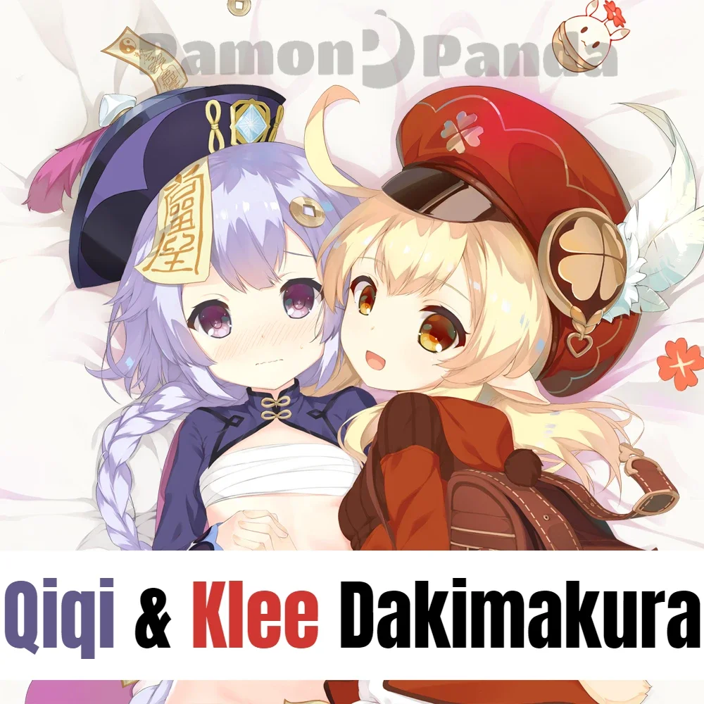 Qiqi Klee Dakimakura Genshin Impact Pillow Cover Hugging Full Body Pillow Cushion Case Otaku Pillowcase Home Bedding Decor Gift