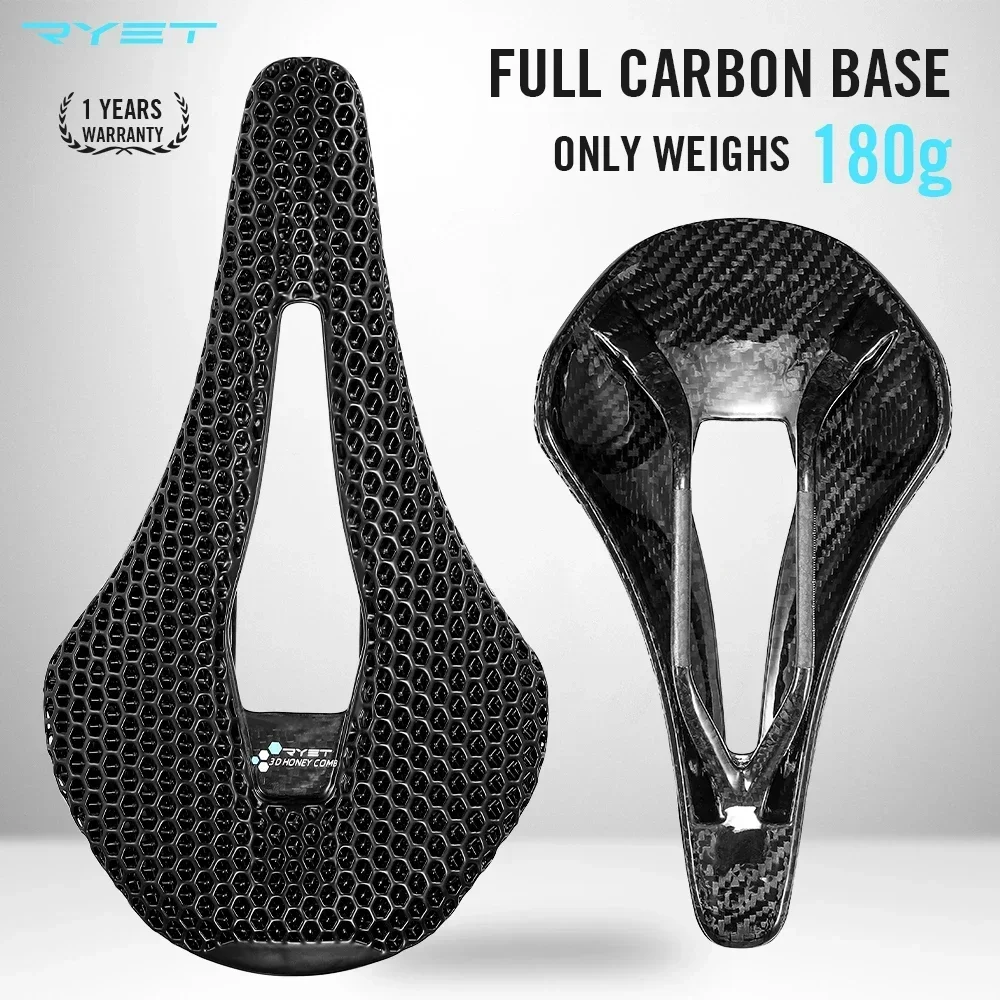 

2025 RYET 3D 180g Printed Saddle Ultralight Full Carbon Bicycle Seat Road MTB Mountain Gravel Seating For Cycling Bike Part