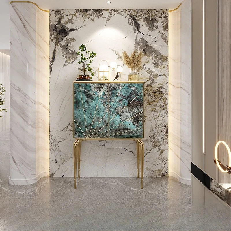 Italian light luxury wine cabinet floor-to-ceiling vertical luxury stone rock slab high-end bucket cabinet storage