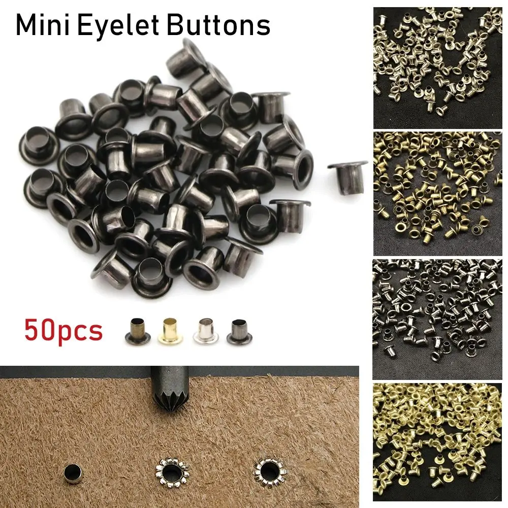 50pcs 1.5/2.0/2.5MM Shoes Clothes Mini Ultra-small Metal Eyelet Buttons  Bags Accessories Belt Buckle Diy Dolls Buckles