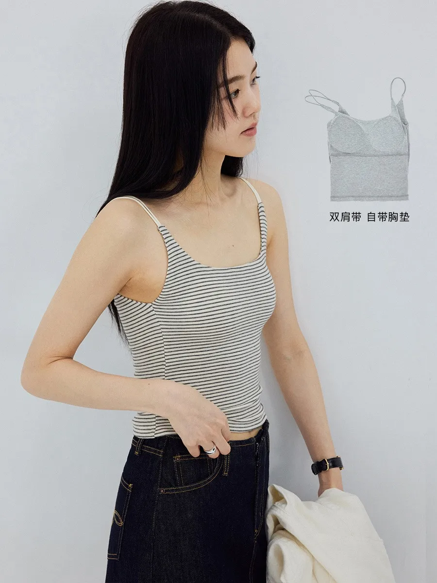 

Весенняя женская одежда: облегающий топ-камизолка на бретелях со встроенными чашечками, удобная повседневная одежда, вискозный топ в рубчик для женщин