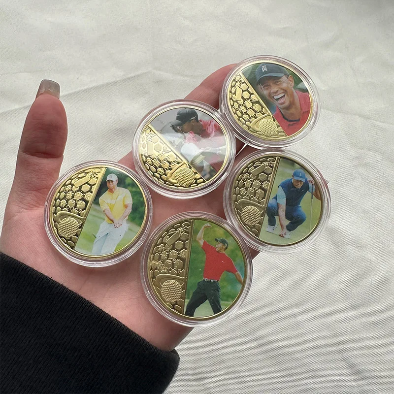 The Most Successful Golfer Gold Plated Commemorative Challenge Coin Golf Tiger Coins Souvenir Gift for Fans Collection Hobby