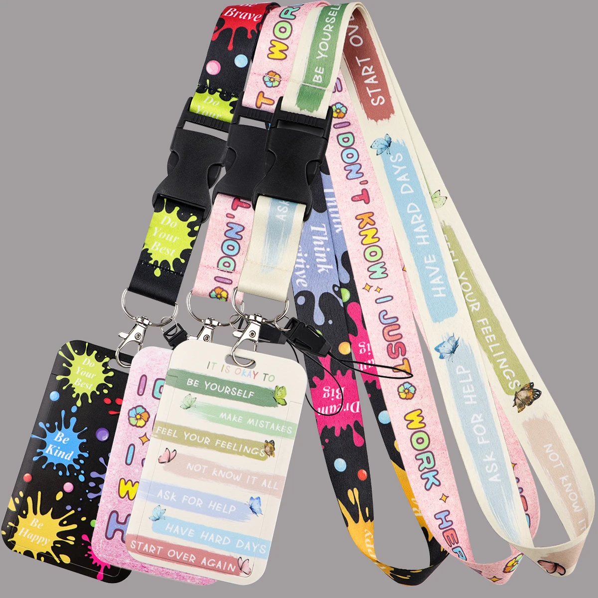 

Graffiti Buckle Lanyards for Keys Quotation Neck Strap ID Card Gym Cell Phone USB Badge Holder Hang Rope Keychain Accessories