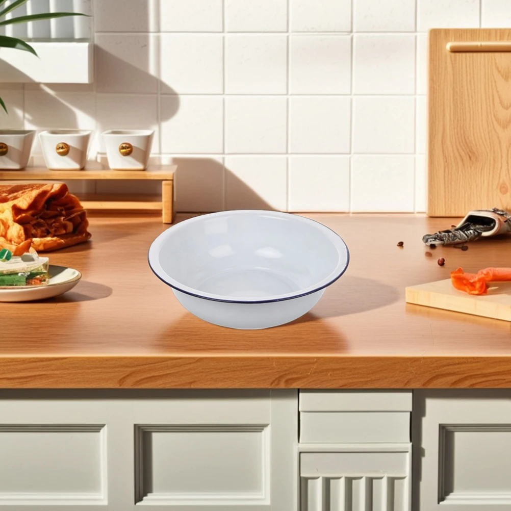 

Enamel Sink Enamelware Bowl Storage Holder Ceramics Enameled Basin Salad Bowls Baking Mixing White Plates