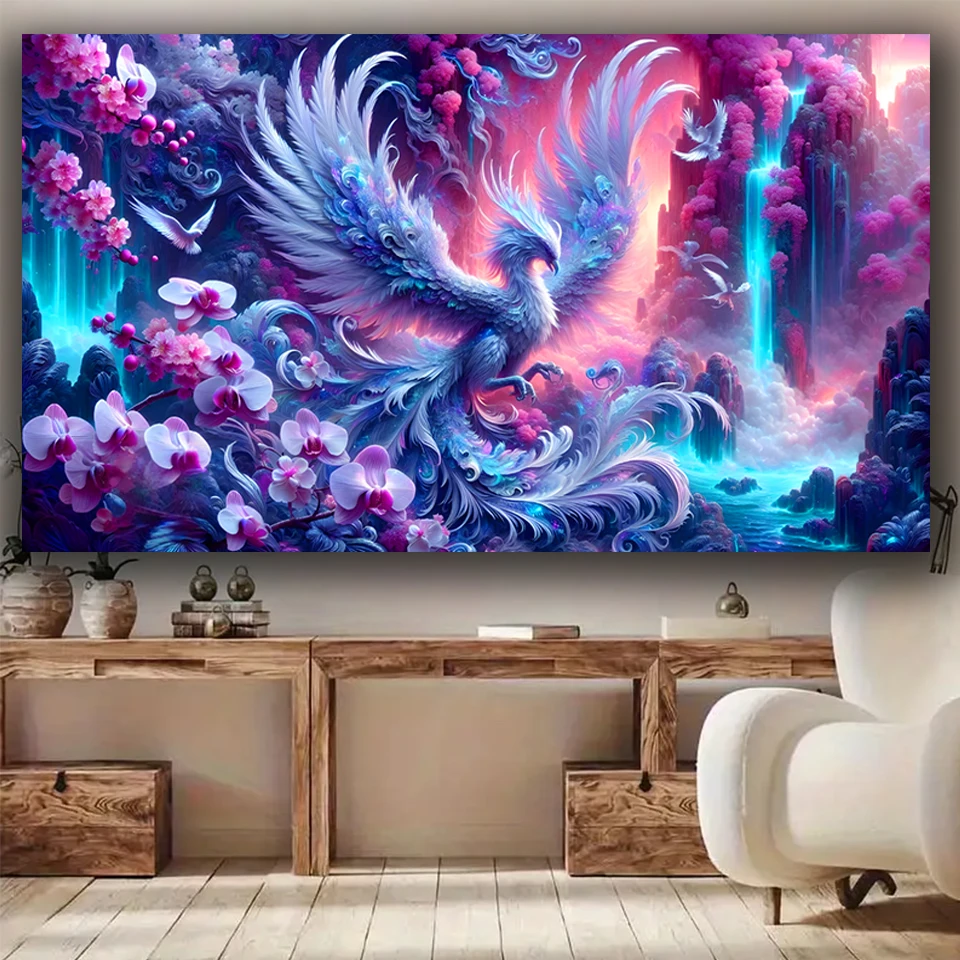 Large Size Amazing Fantasy orchid phoenix DIY Diamond Painting New 2025 Full Square Round Diamond Mosaic Embroidery Home Decor
