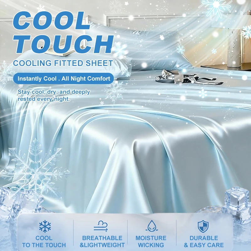 Lençol Refrescante de Verão, Cobertor Respirável e Confortável, Tecido de Seda Gelada, Lençol Liso de Cor Sólida, Lençol de Cama de Luxo