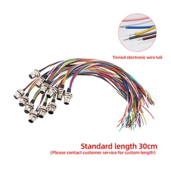 New M12 Male FemalePanel Mount Connector With 30cm Wires 2 3 4 5 6 8 12 17 Pin A B C D Code Type PG9 Hole Solder Single Wires