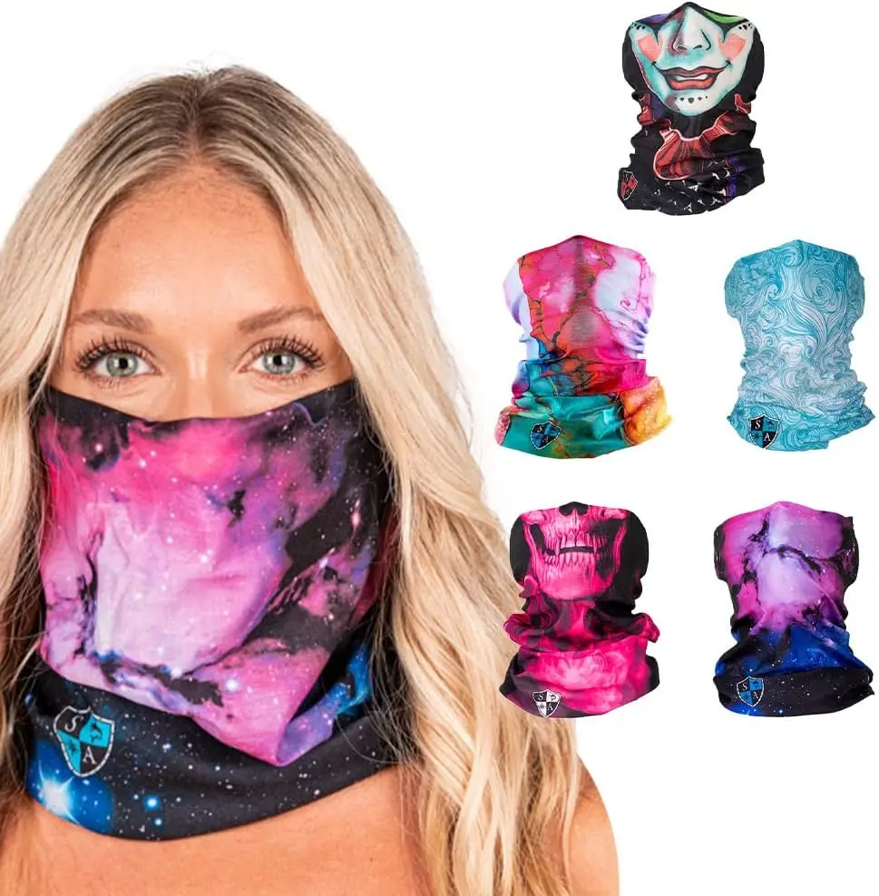 

5-Pack UV Face Shield, Multipurpose Neck Gaiter Balaclava for Adults, Multiple Colors
